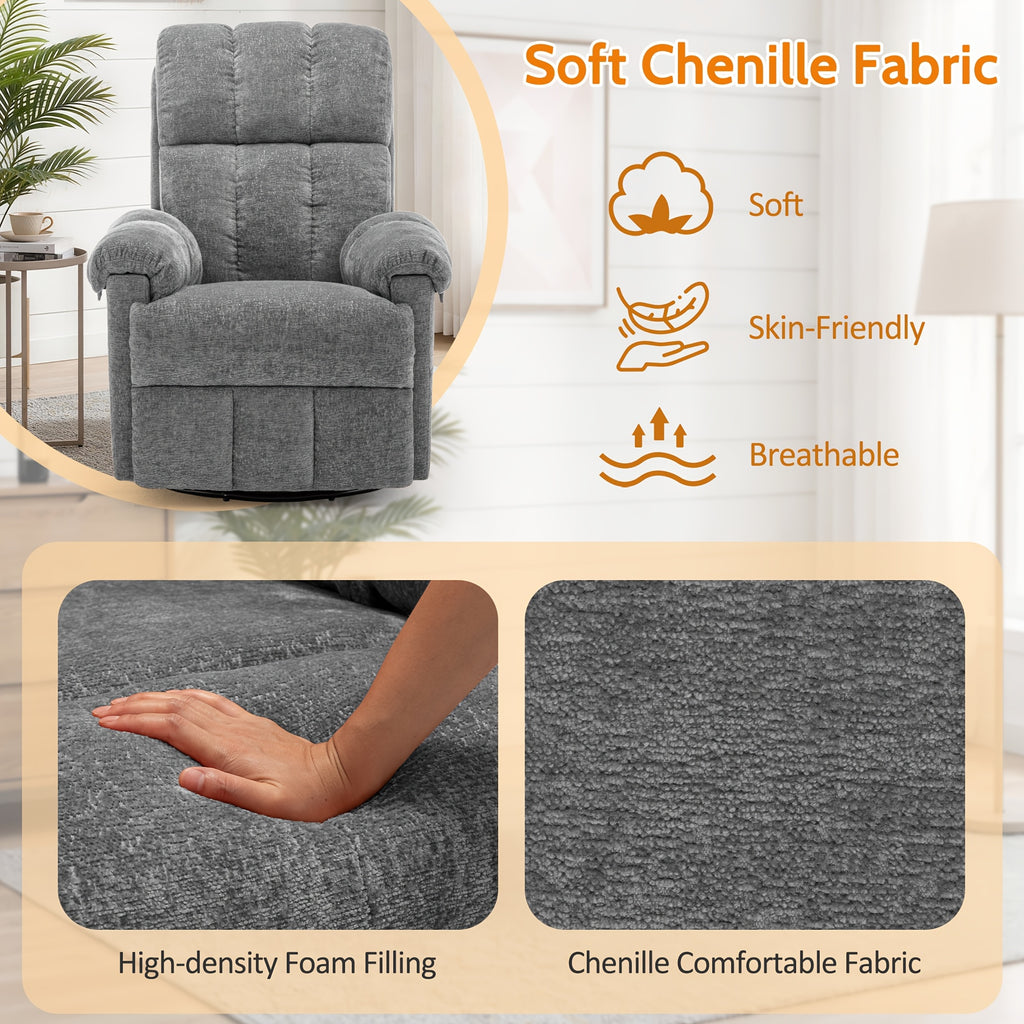 chenille manual swivel rocking chair comfortable fabric high - Temu