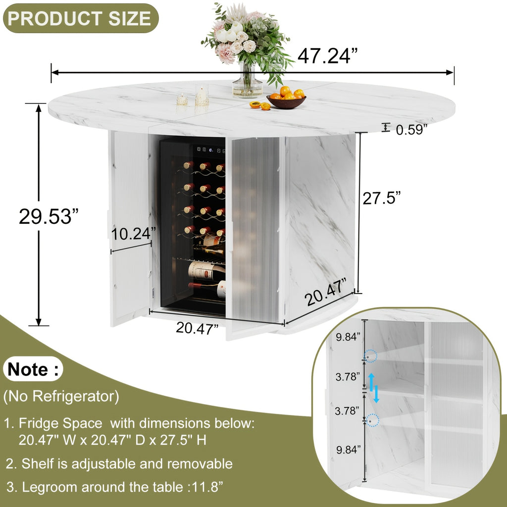 47 modern round dining table storage fridge space suitable 4 - Temu