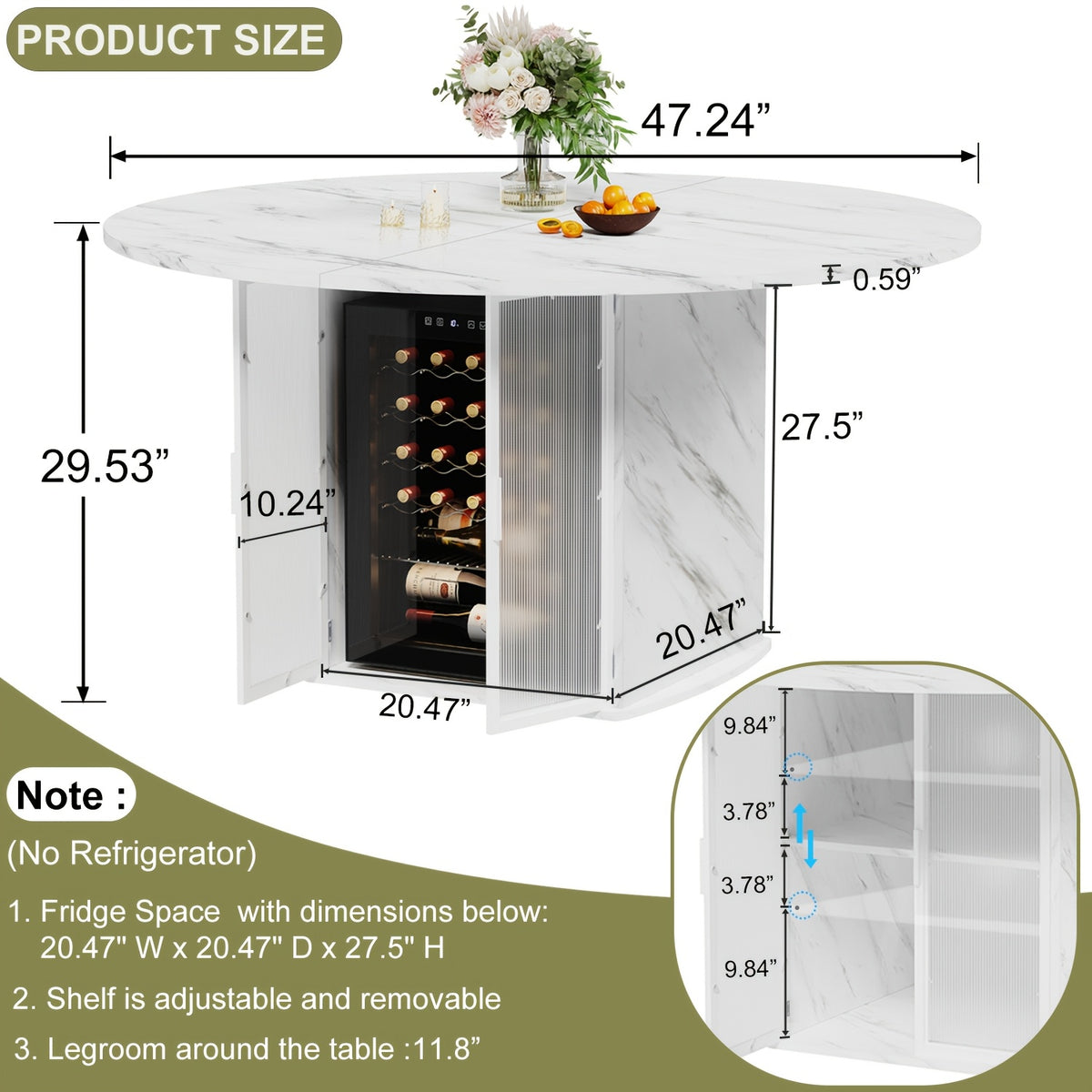 47 modern round dining table storage fridge space suitable 4 - Temu