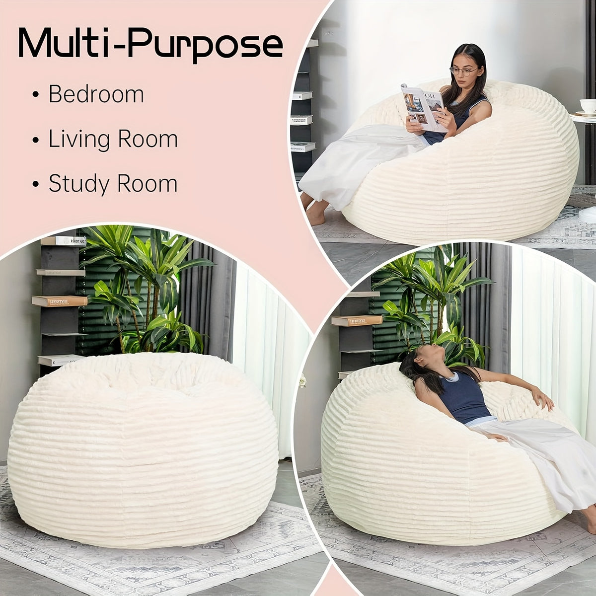 memory foam bean bag chair ultra soft microfiber washable - Temu