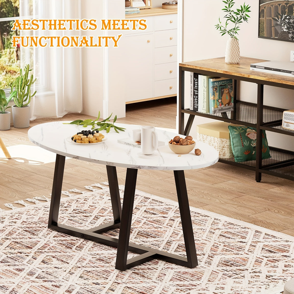 oval coffee table   living room table modern - Temu