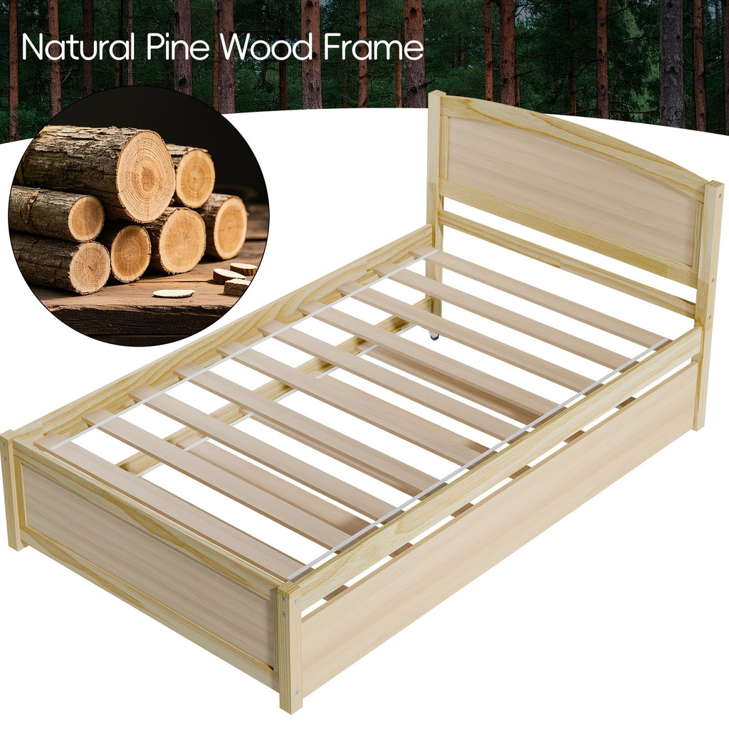 twin bed trundle wood bed frame headboard footboard wood - Temu