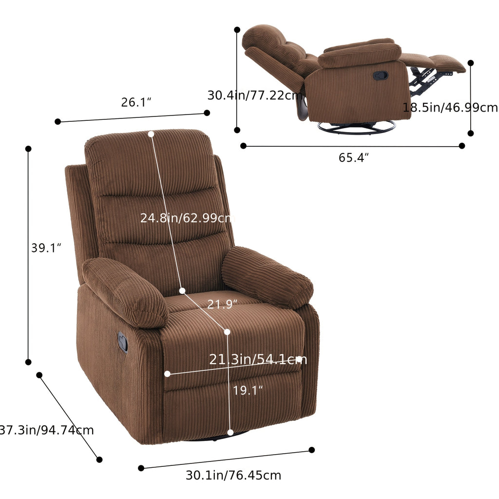 corduroy swivel rocking recliner chair manually adjustable - Temu