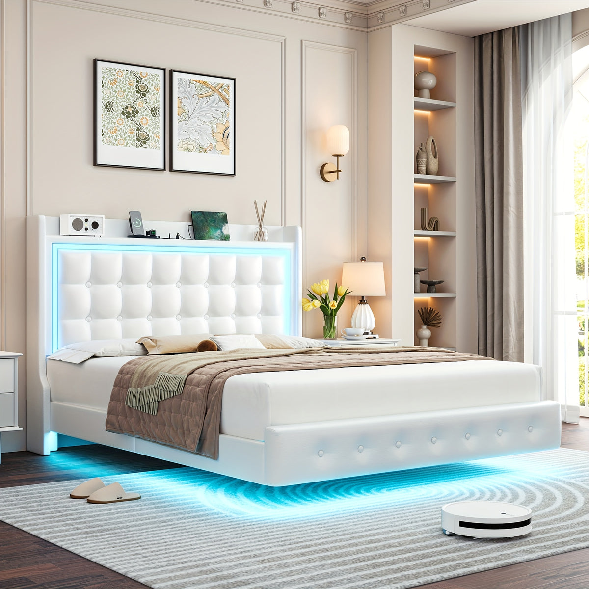 floating bed frame charging station type c usb ports - Temu