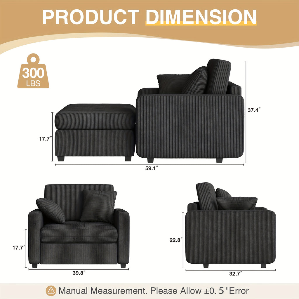 42 oversized chaise lounge chair indoor corduroy upholstered - Temu