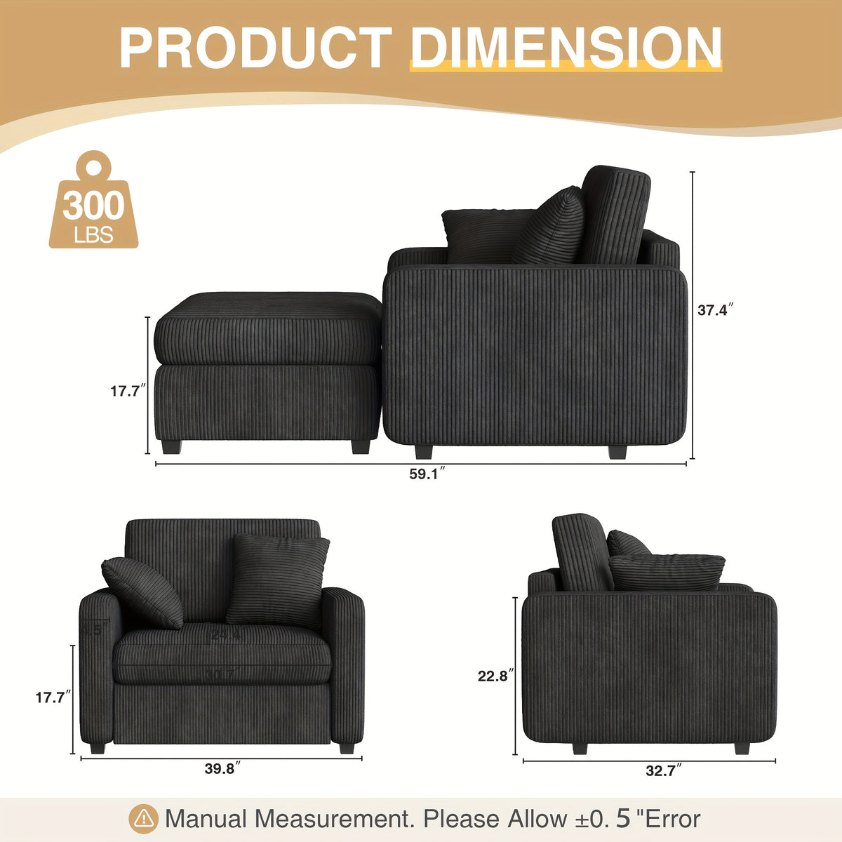 42 oversized chaise lounge chair indoor corduroy upholstered - Temu