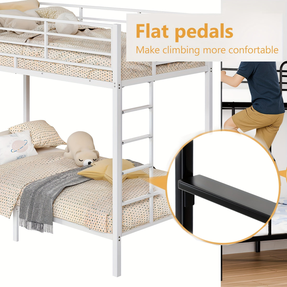 twin twin bunk bed flat rungs stairs heavy duty metal - Temu