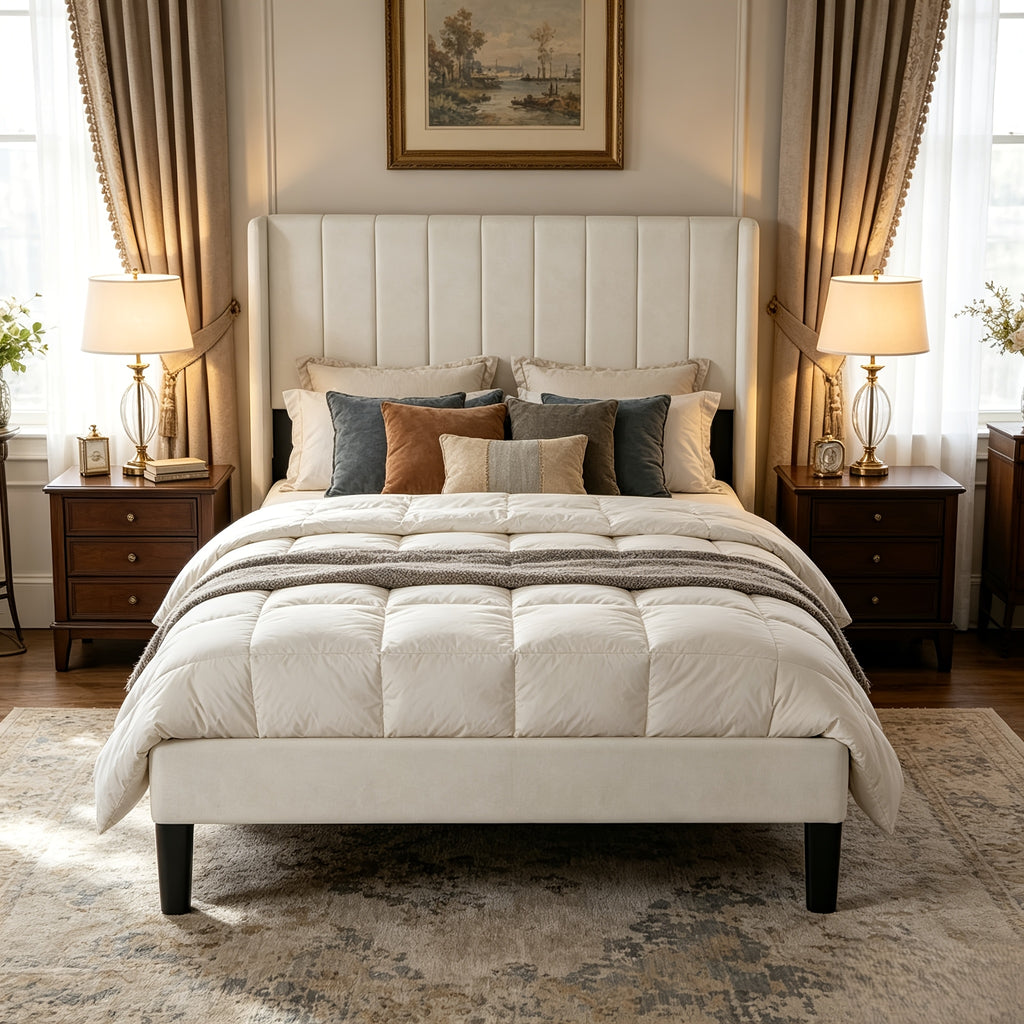 500 lbs capacity upholstered platform bed pu fleece fabric - Temu