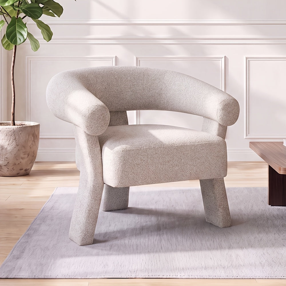 modern   boucle accent chair curved   armchair - Temu