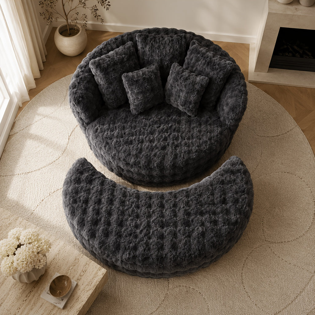 55 w x 75 oversized round sofa chair crescent   fluffy - Temu