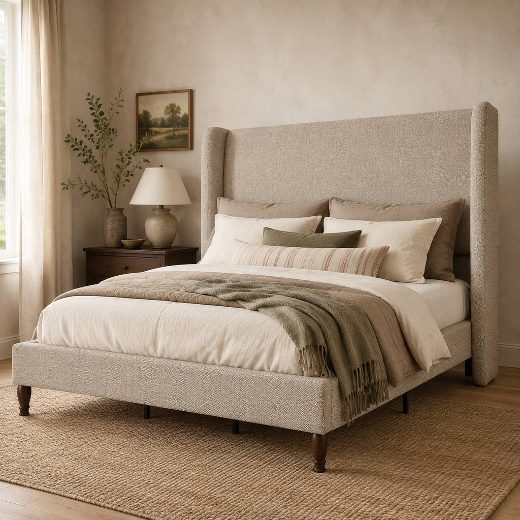 modern minimalist upholstered bed frame linen - Temu