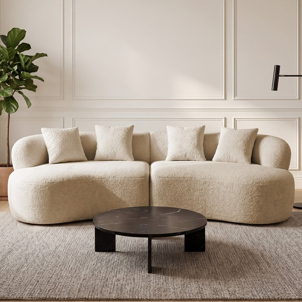 modern chenille compression curved sofa 2 throw pillows - Temu