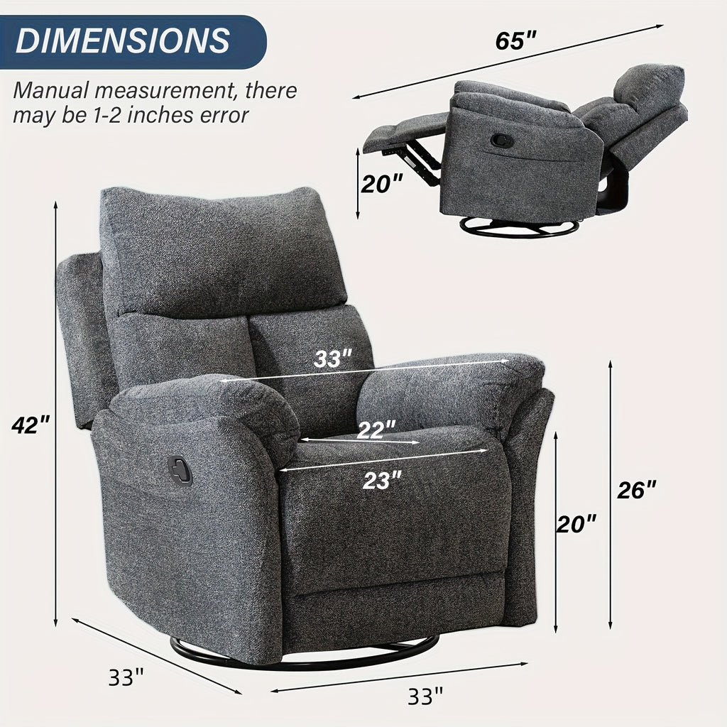 360 degree swivel manual glider rocking recliner   lazy - Temu