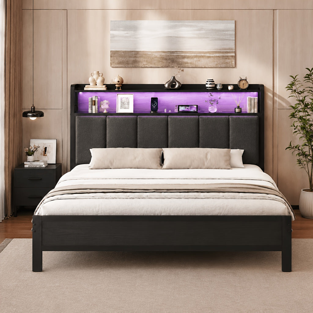 twin full queen king bed frame storage headboard upholstered - Temu
