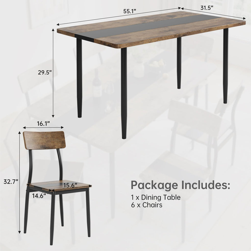 6pcs dining table set 6 seater mdf kitchen table 6 chairs - Temu