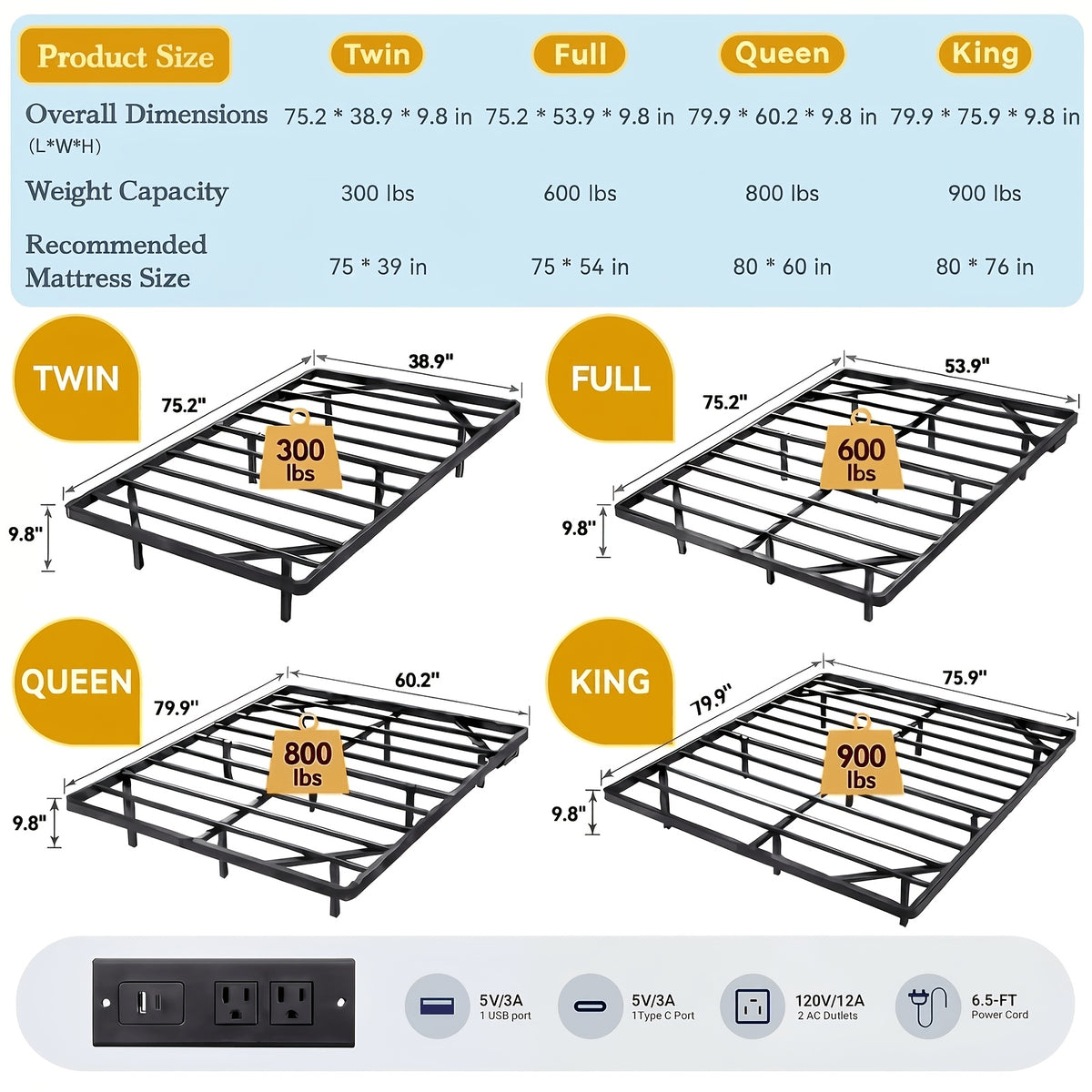 twin full queen king floating bed frame smart led - Temu