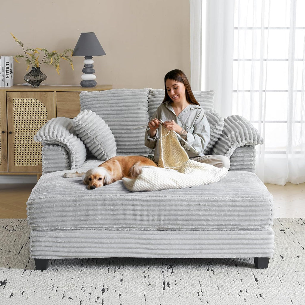 lounge sofa 56 oversized reading sofa corduroy chaise - Temu