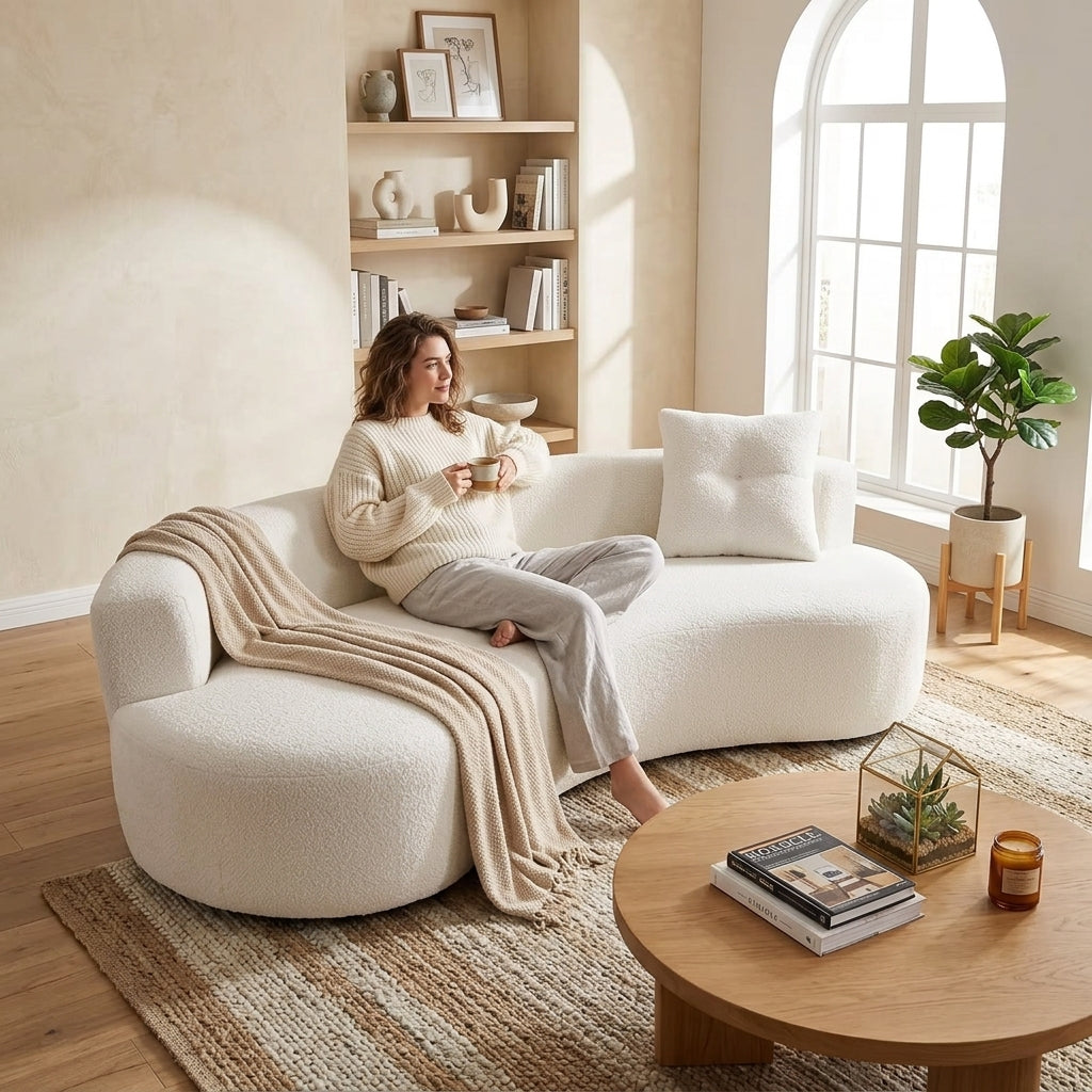 elegant luxurious moon shaped 79 5 3 seater boneless floor - Temu