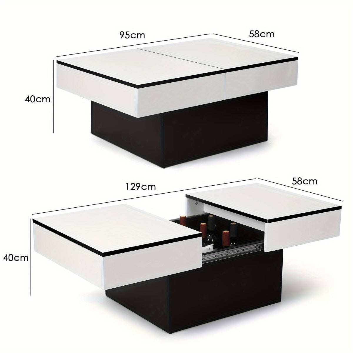 37 5 50 8 extendable coffee table storage high gloss   - Temu