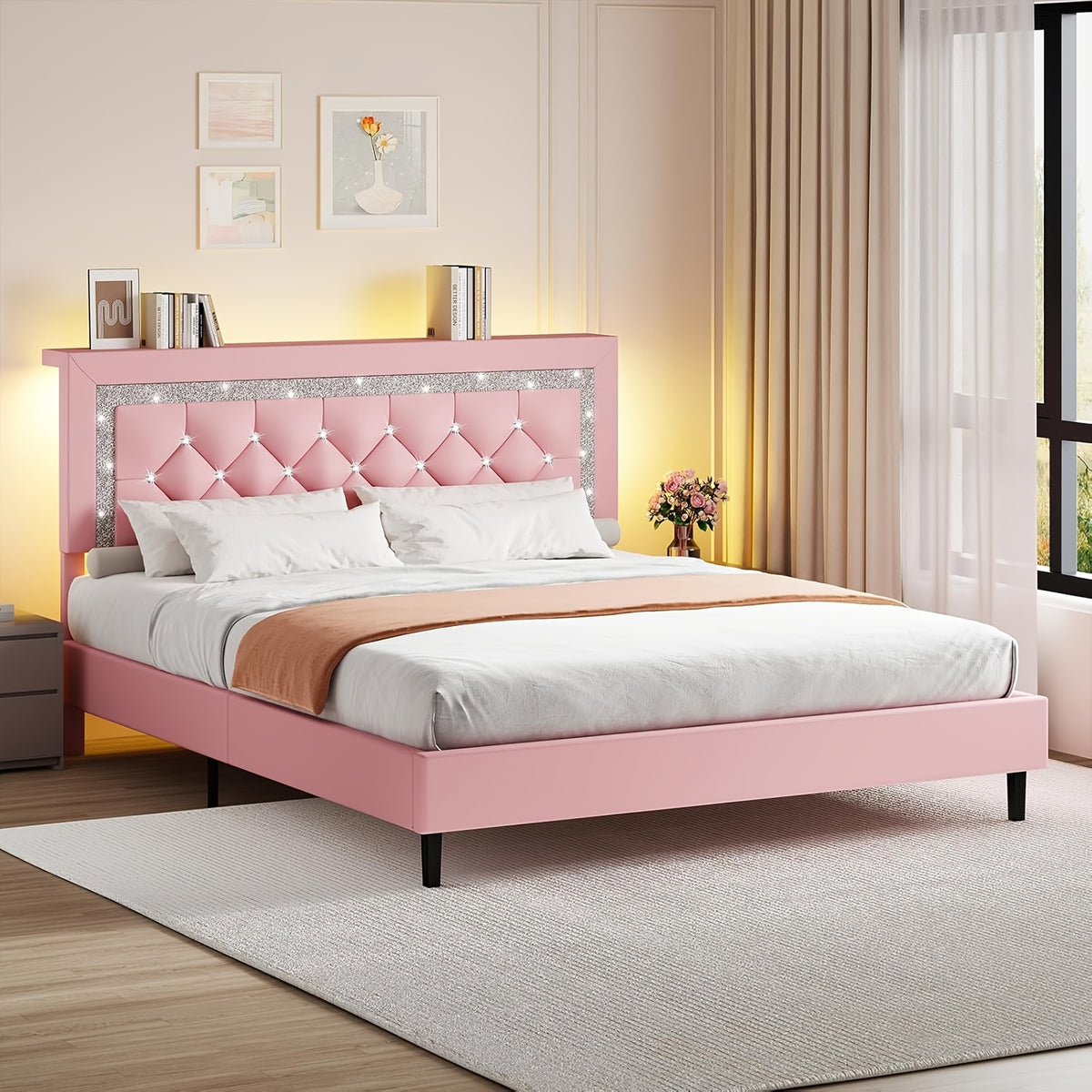 twin full queen king size bed frame storage headboard - Temu