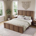 queen size platform bed frame tall wood headboard wood slats - Temu