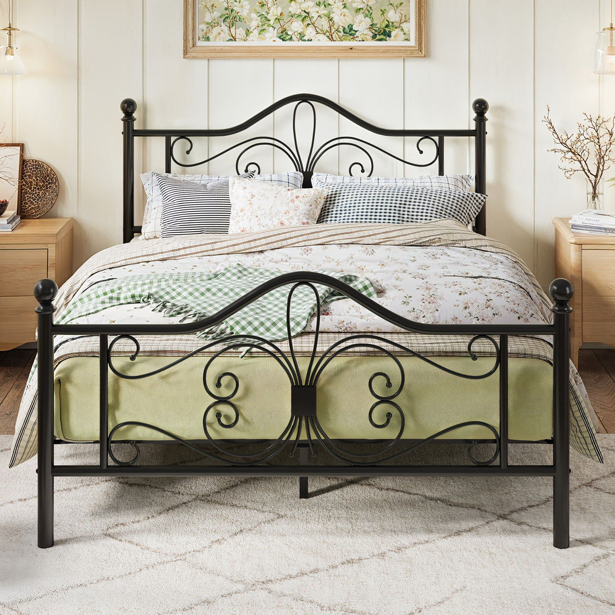 metal bed frame headboard platform bed   - Temu