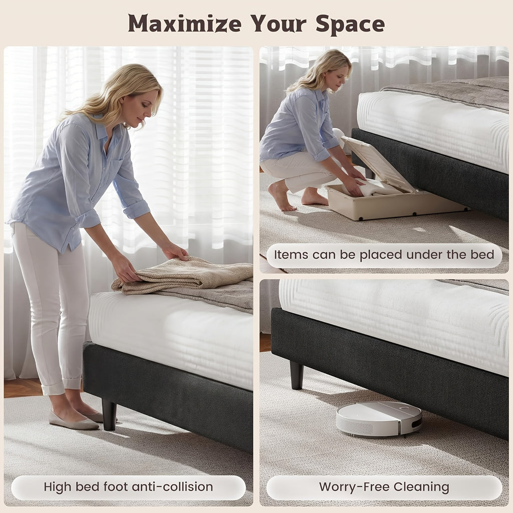 upholstered king queen full twin size bed frame - Temu