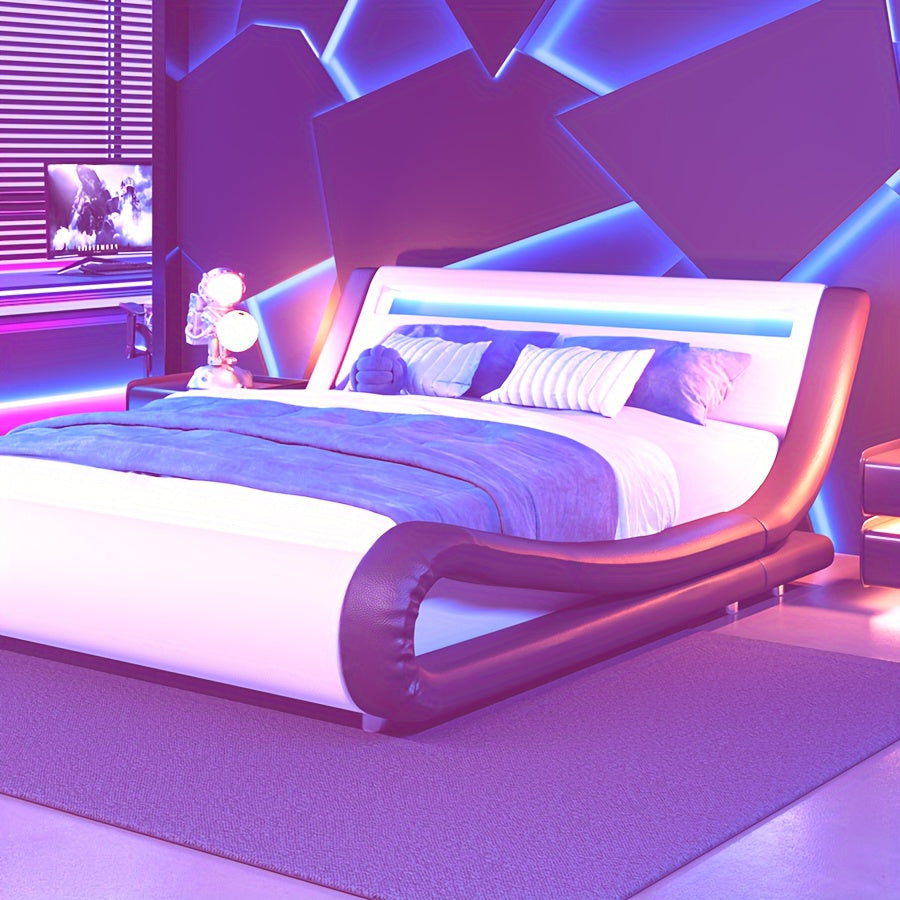 bed frame rgbw led lights headboard low - Temu