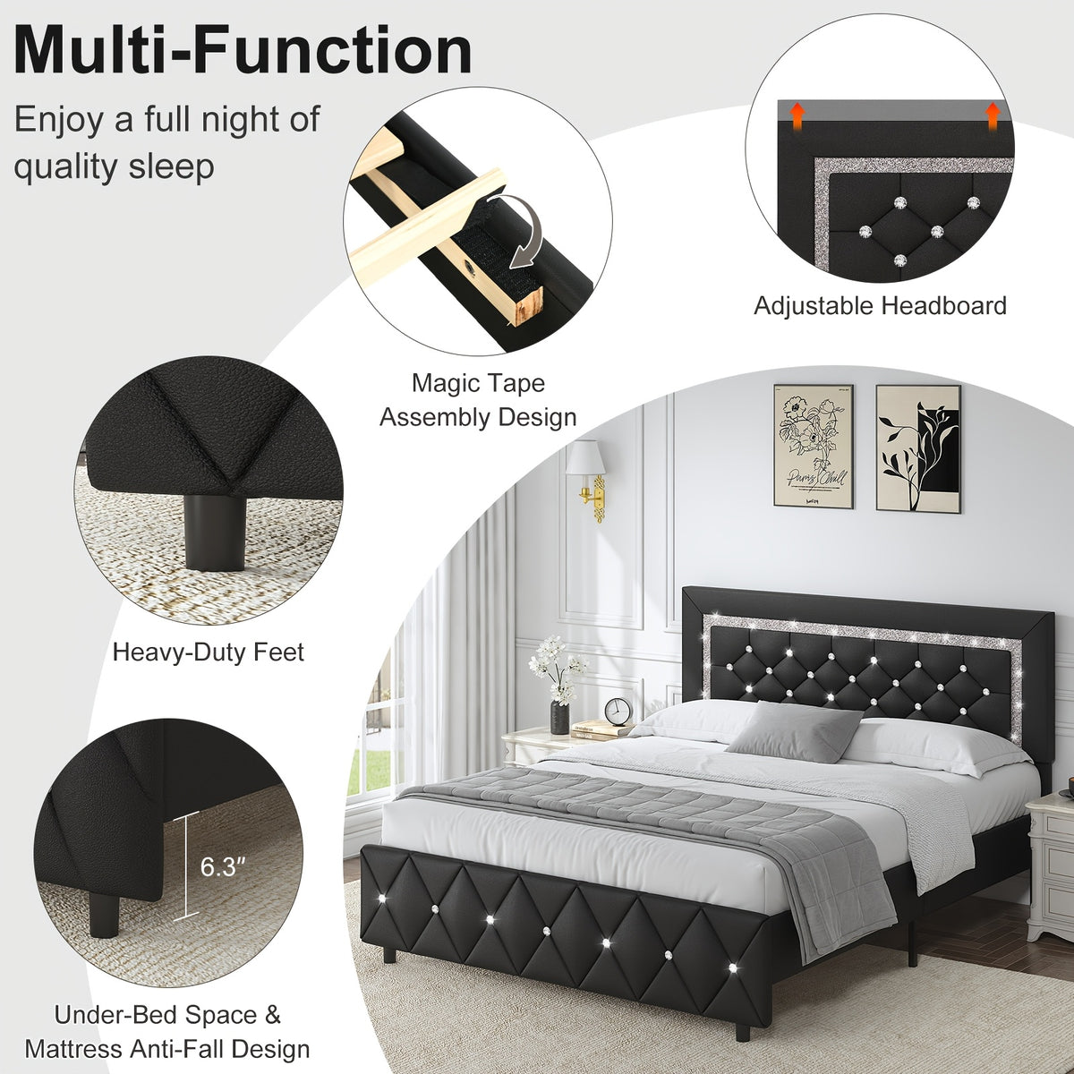 halloween twin full queen king upholstered bed frame diamond - Temu