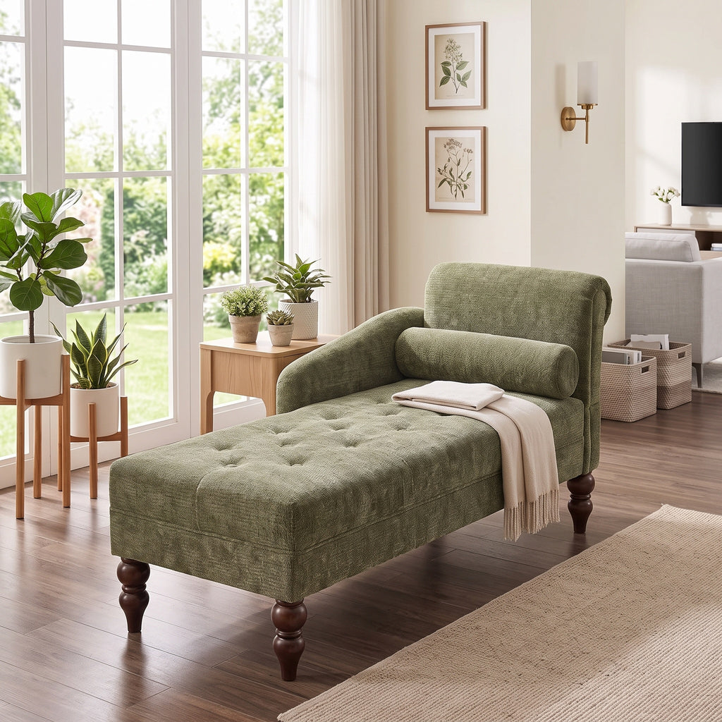 soft chenille upholstered chaise lounge indoor right armrest - Temu