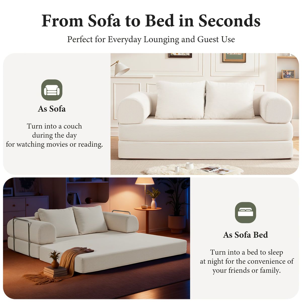 folding sofa bed 78 8 inch combination sofa high rebound - Temu