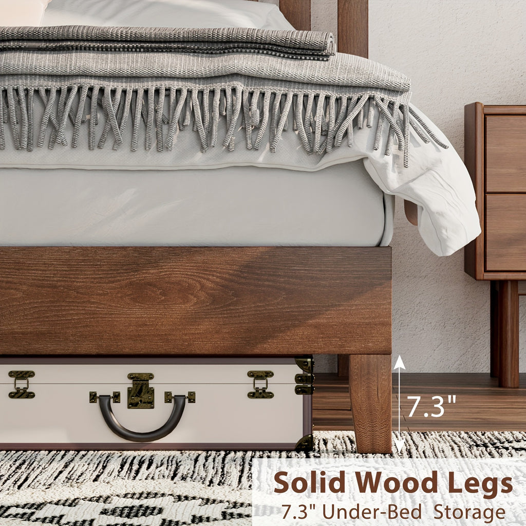 sturdy wooden bed frame grille headboard slatted - Temu