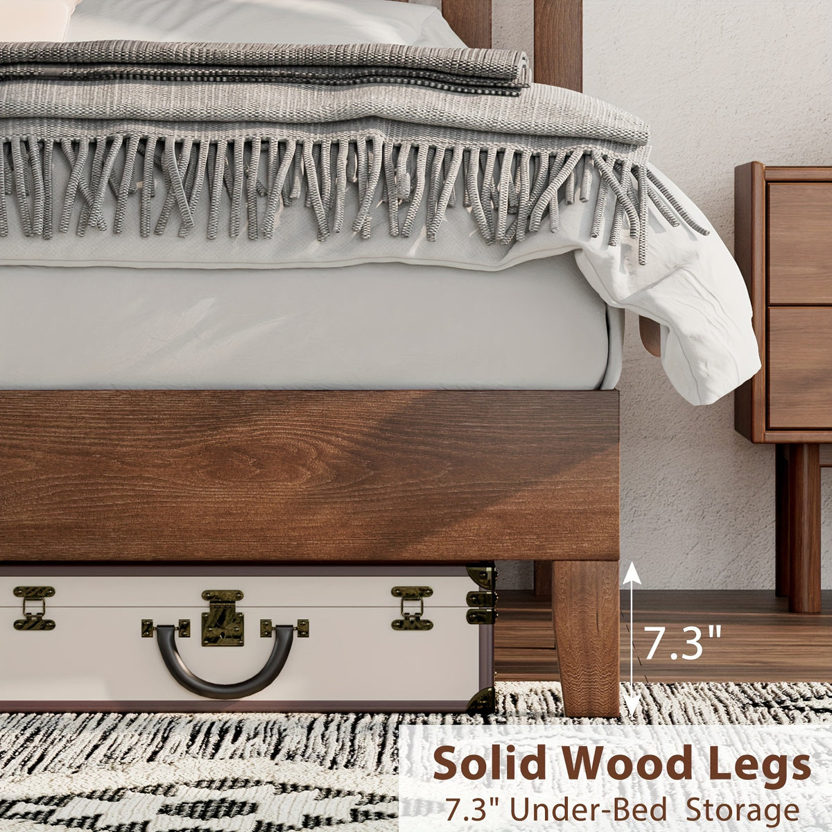 sturdy wooden bed frame grille headboard slatted - Temu
