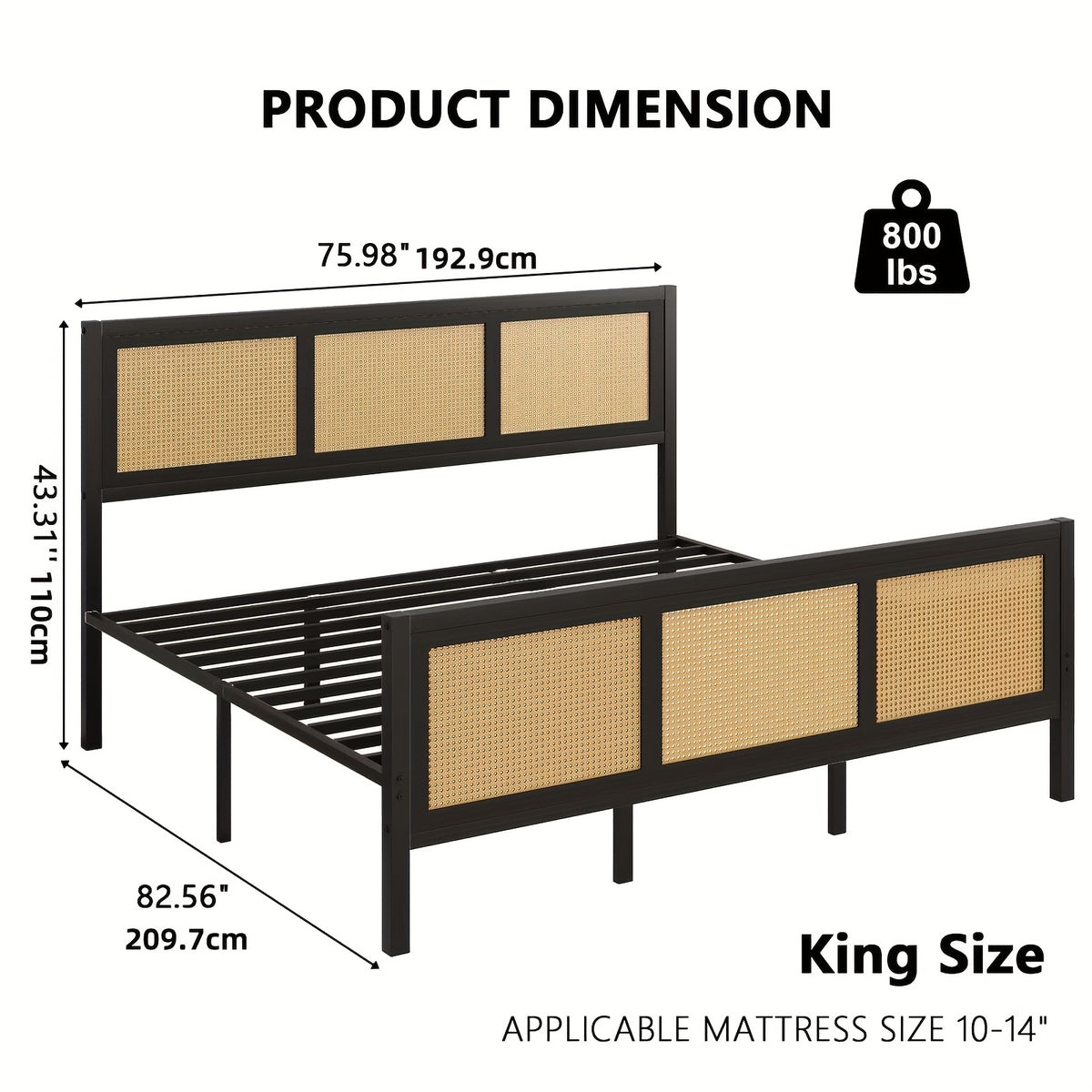 full queen king boho king bed frame headboard metal platform - Temu