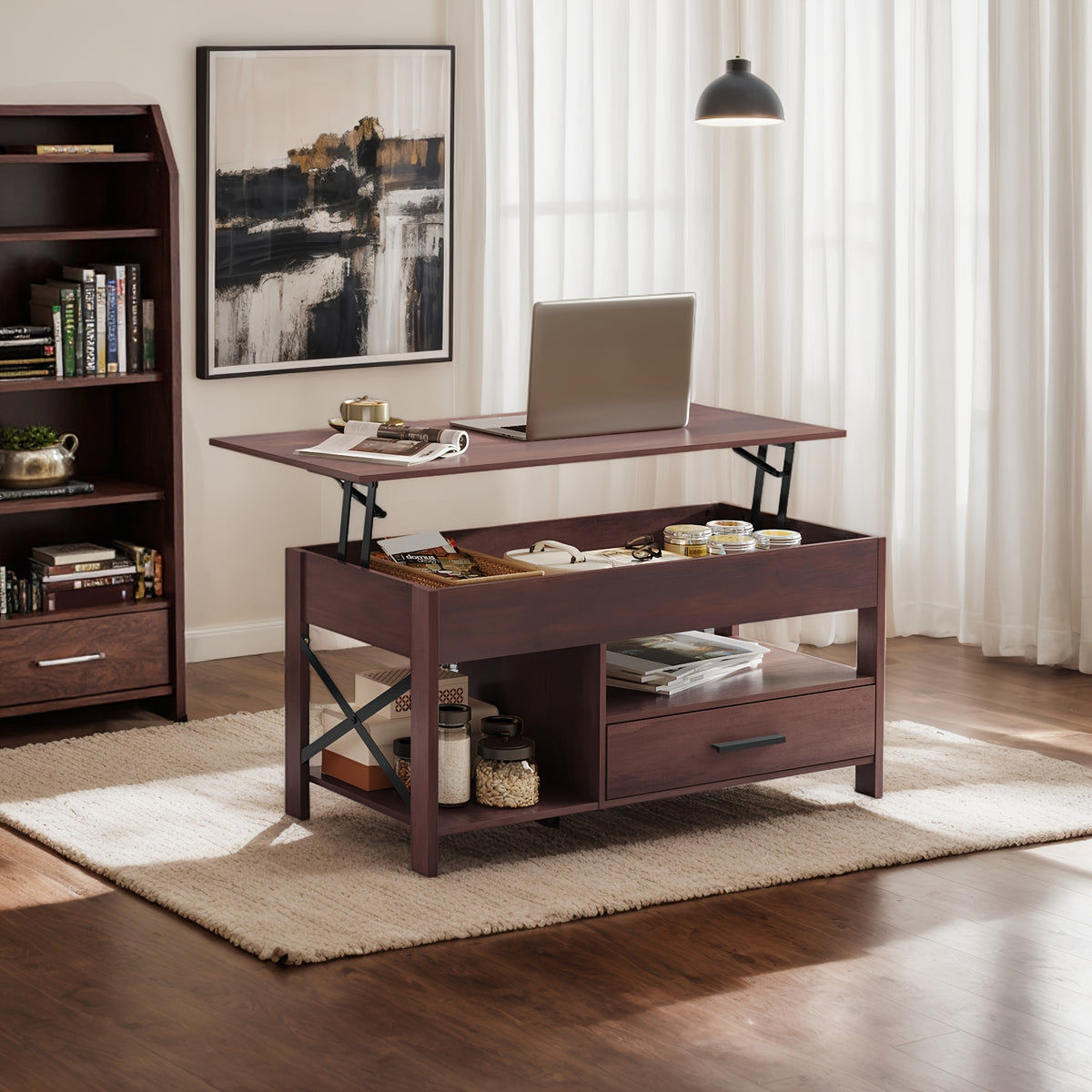 adjustable lift top coffee table storage drawers hidden - Temu