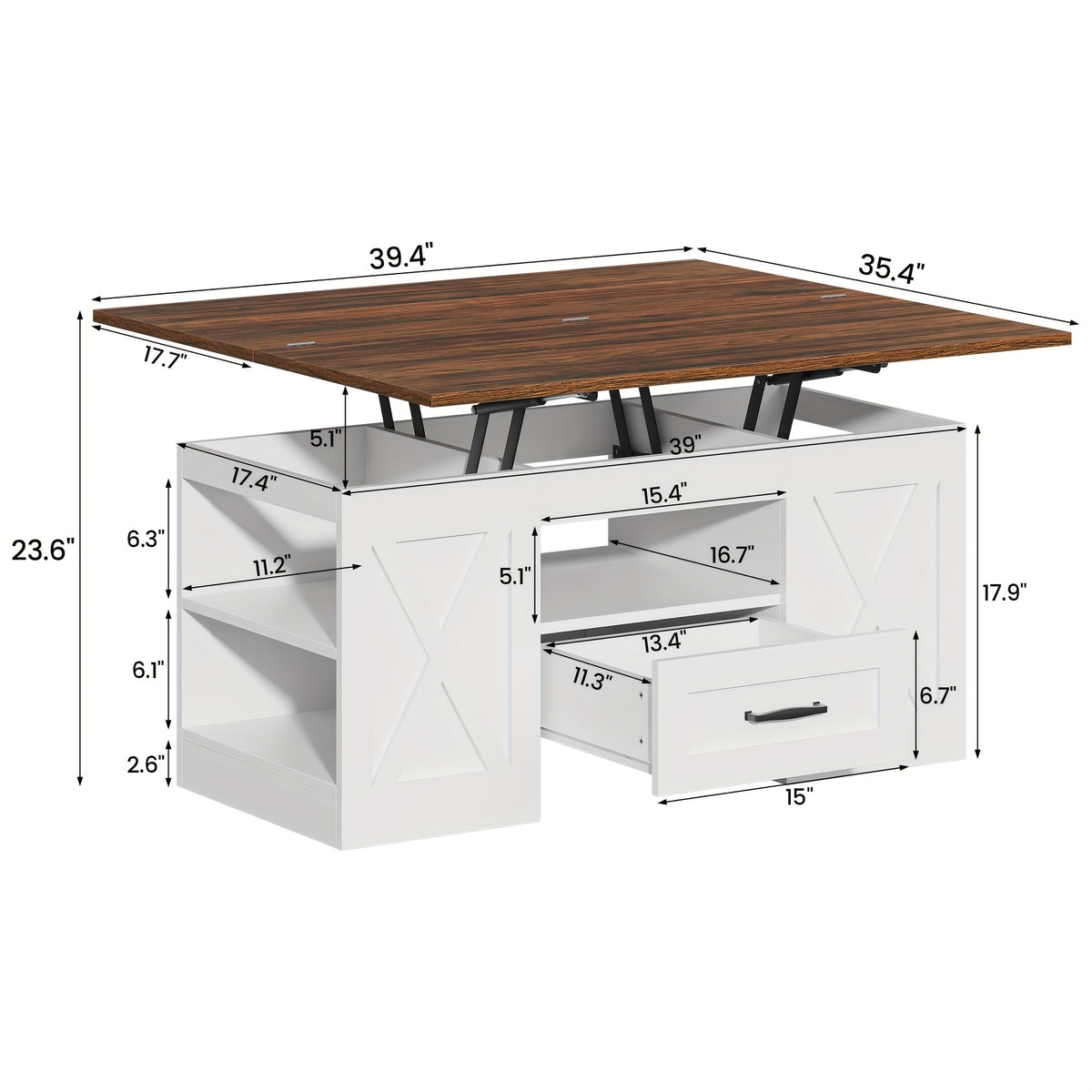 lift top coffee table 39 37inch large wooden farmhouse - Temu