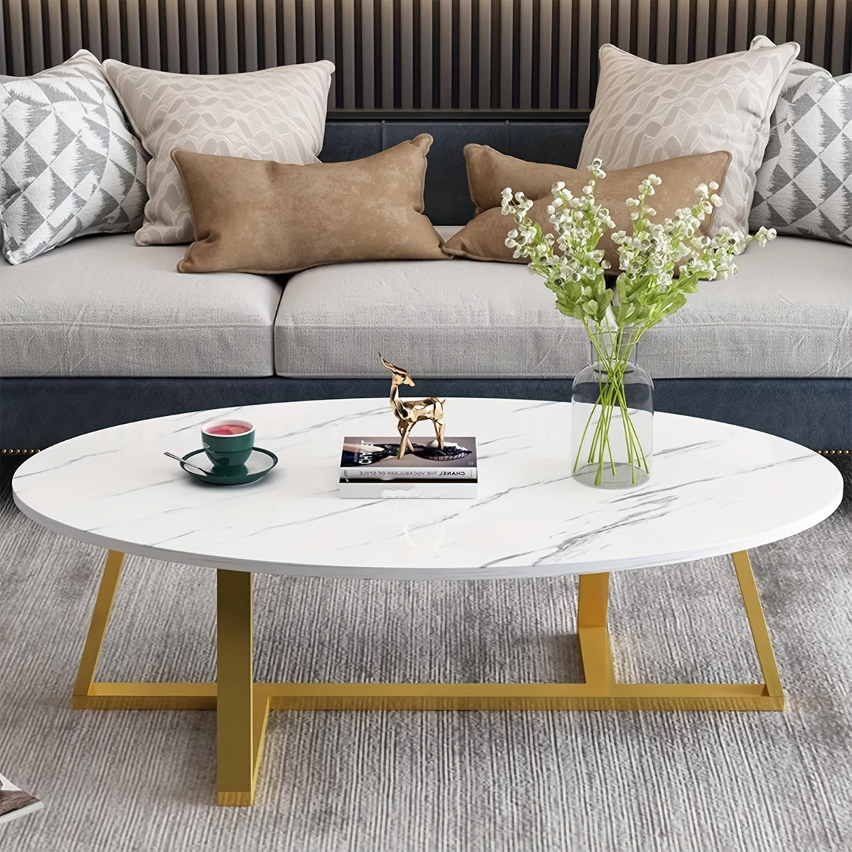 oval coffee table   living room table modern - Temu