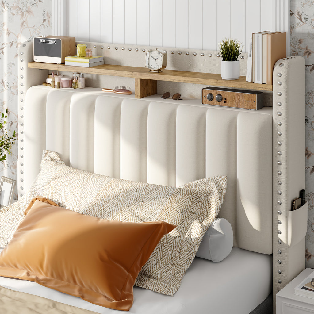 soft upholstered bed frame 2 storage drawers   mattress - Temu