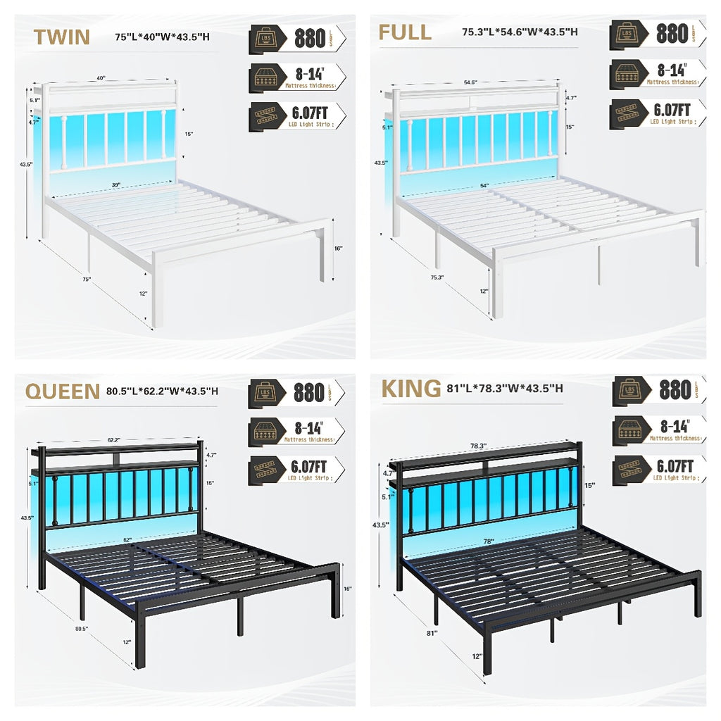 metal twin full queen king size bed frame 2 tier storage - Temu