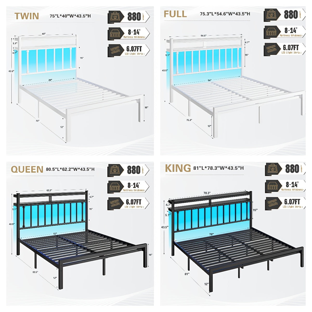 metal twin full queen king size bed frame 2 tier storage - Temu