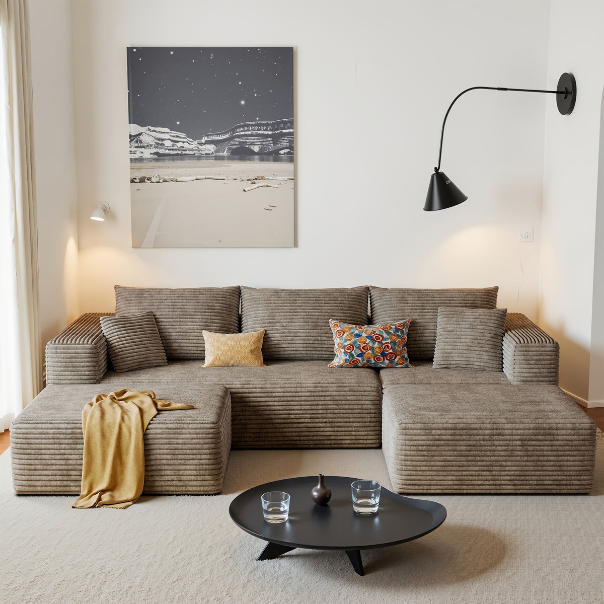 u l shaped corduroy modular sectional sofa bed vacuum - Temu