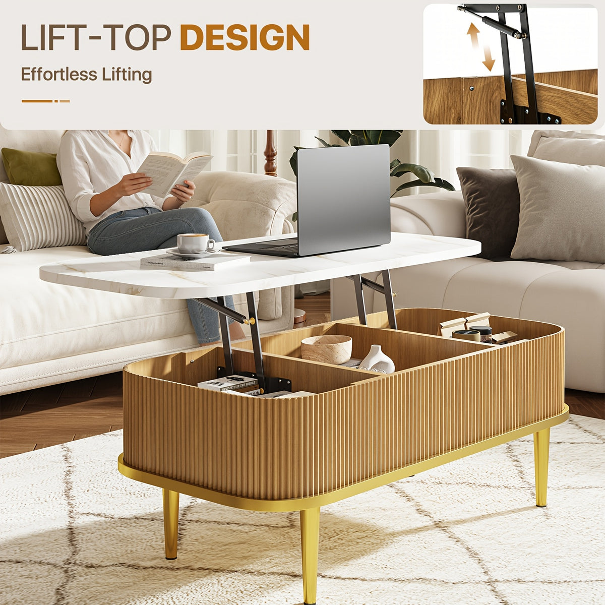 lift top coffee table modern oval coffee table living - Temu