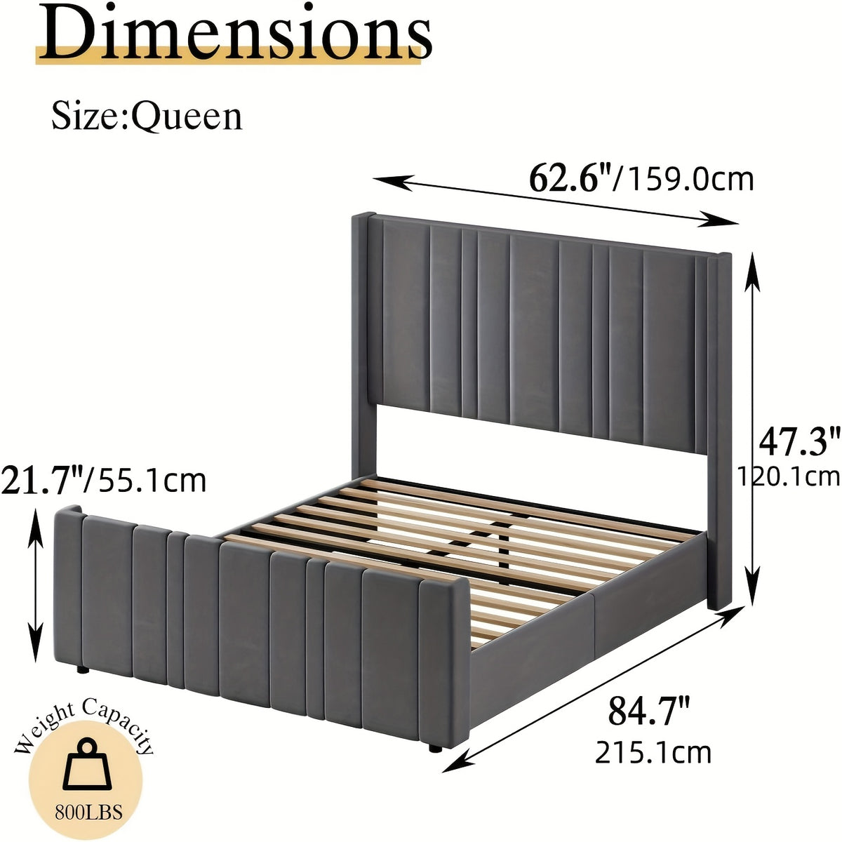 full queen king bed frame upholstered bed velvet headboard - Temu