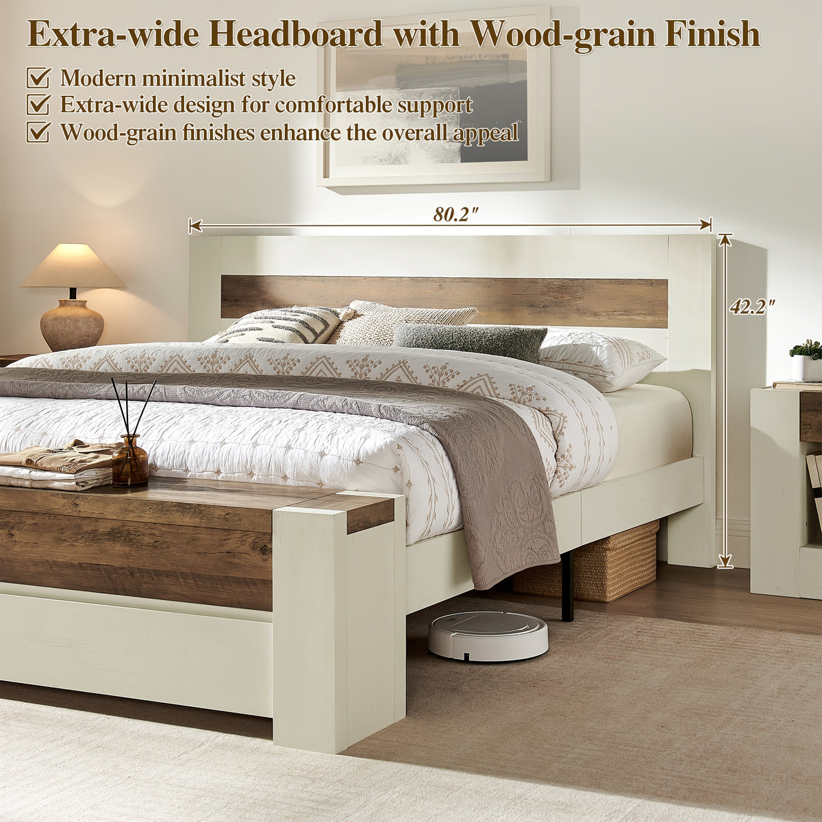 king queen size platform bed frame storage footboard - Temu