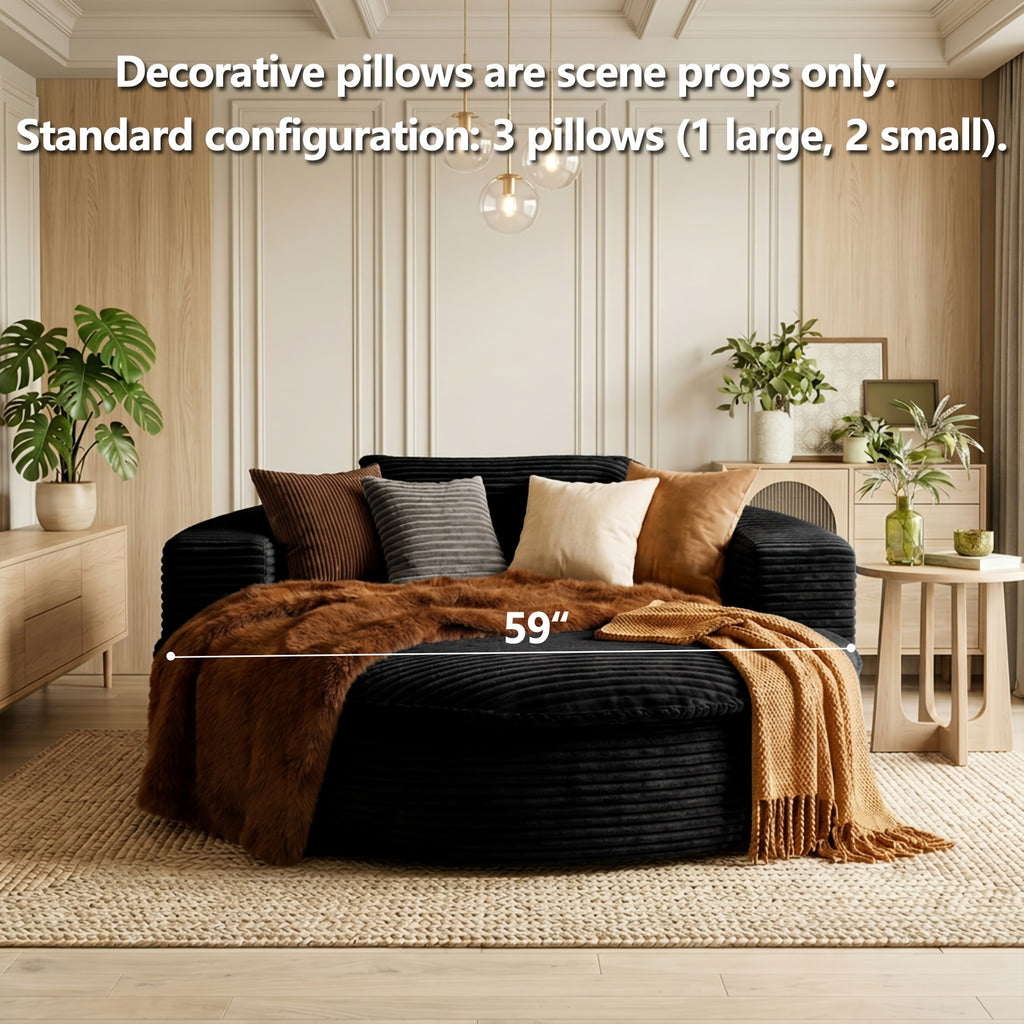 oversized round   lounge chaise extra wide corduroy - Temu