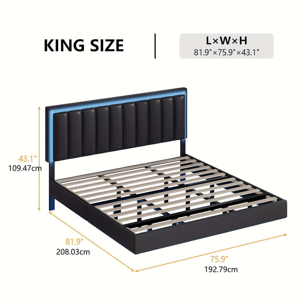 full queen king floating bed frame upholstered bed frame - Temu