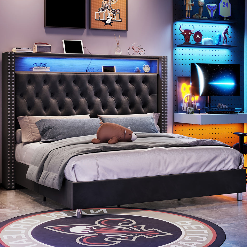 bed frame 53 6 inch tall headboard led lights - Temu