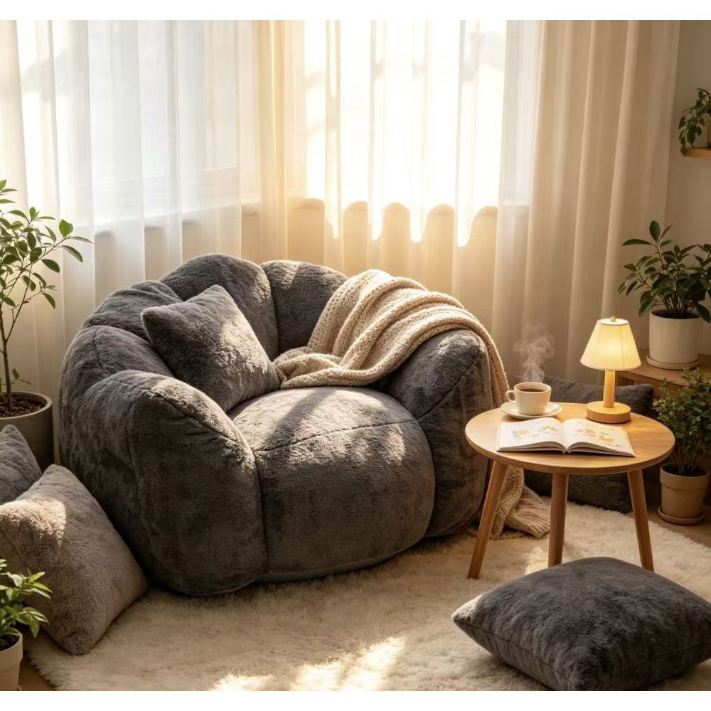 black comfortable lazy sofa chair artificial rabbit velvet - Temu