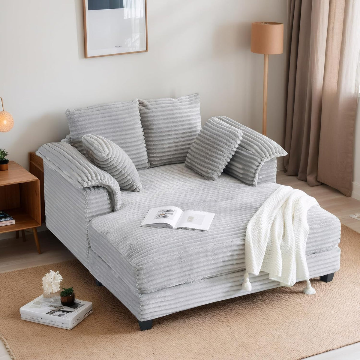 lounge sofa 56 oversized reading sofa corduroy chaise - Temu