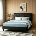 beige linen upholstered bed frame tufted headboard - Temu